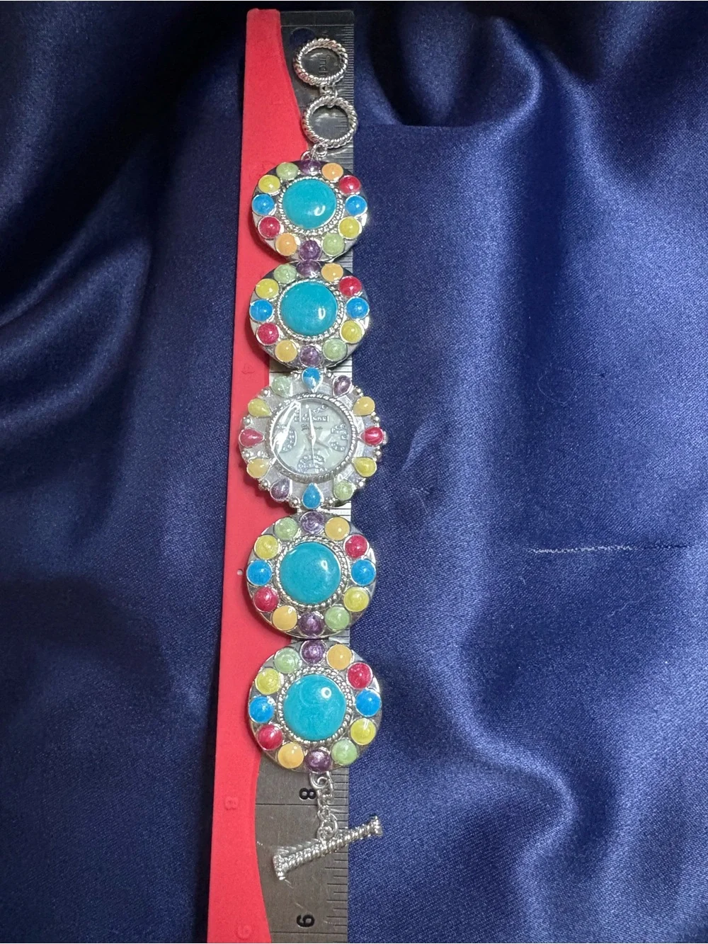 Watch Geneva Multi-Color Resin Bracelet  Southwestern Inspired Toggle Clasp